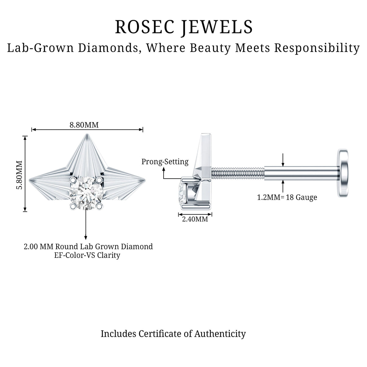 Minimalist Diamond Floral Earring for Cartilage Piercing