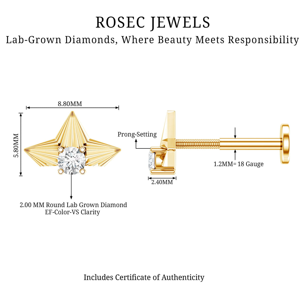 Minimalist Diamond Floral Earring for Cartilage Piercing