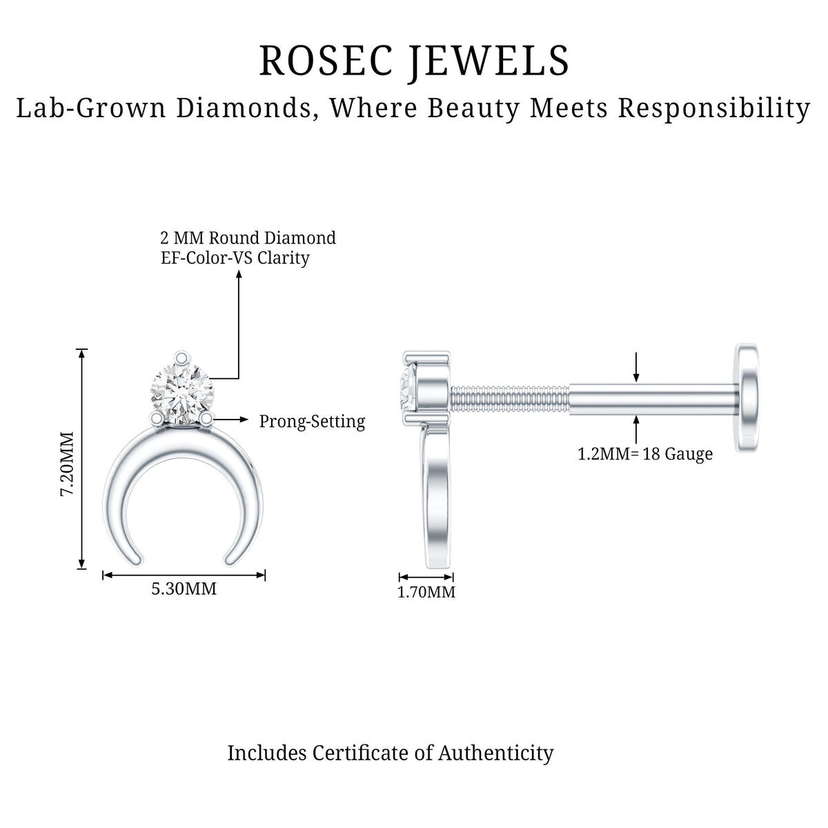 Diamond Minimalist Earring for Helix Piercing