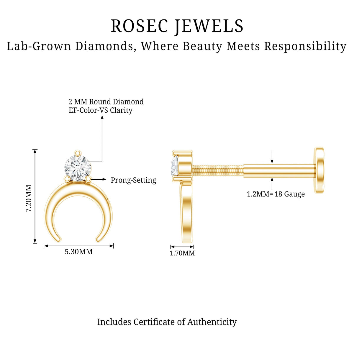 Diamond Minimalist Earring for Helix Piercing