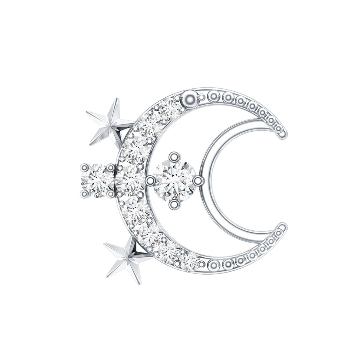 Diamond Star and Moon Earring for Helix Piercing