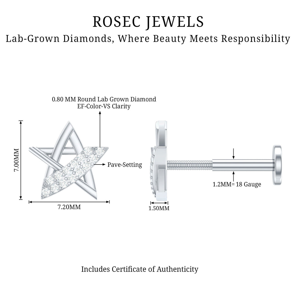 Diamond Star Earring for Helix Piercing