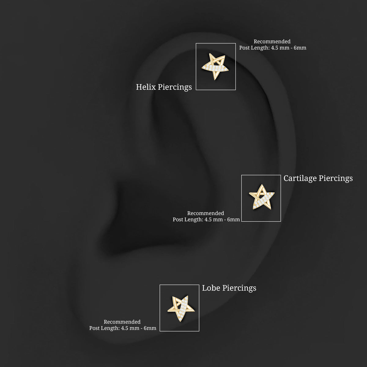 Diamond Star Earring for Helix Piercing