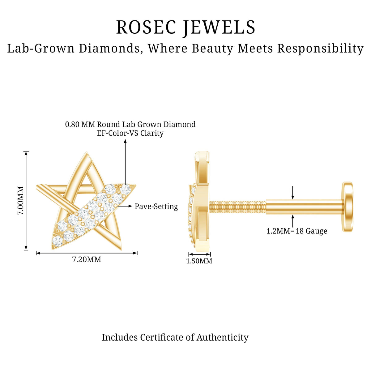 Diamond Star Earring for Helix Piercing