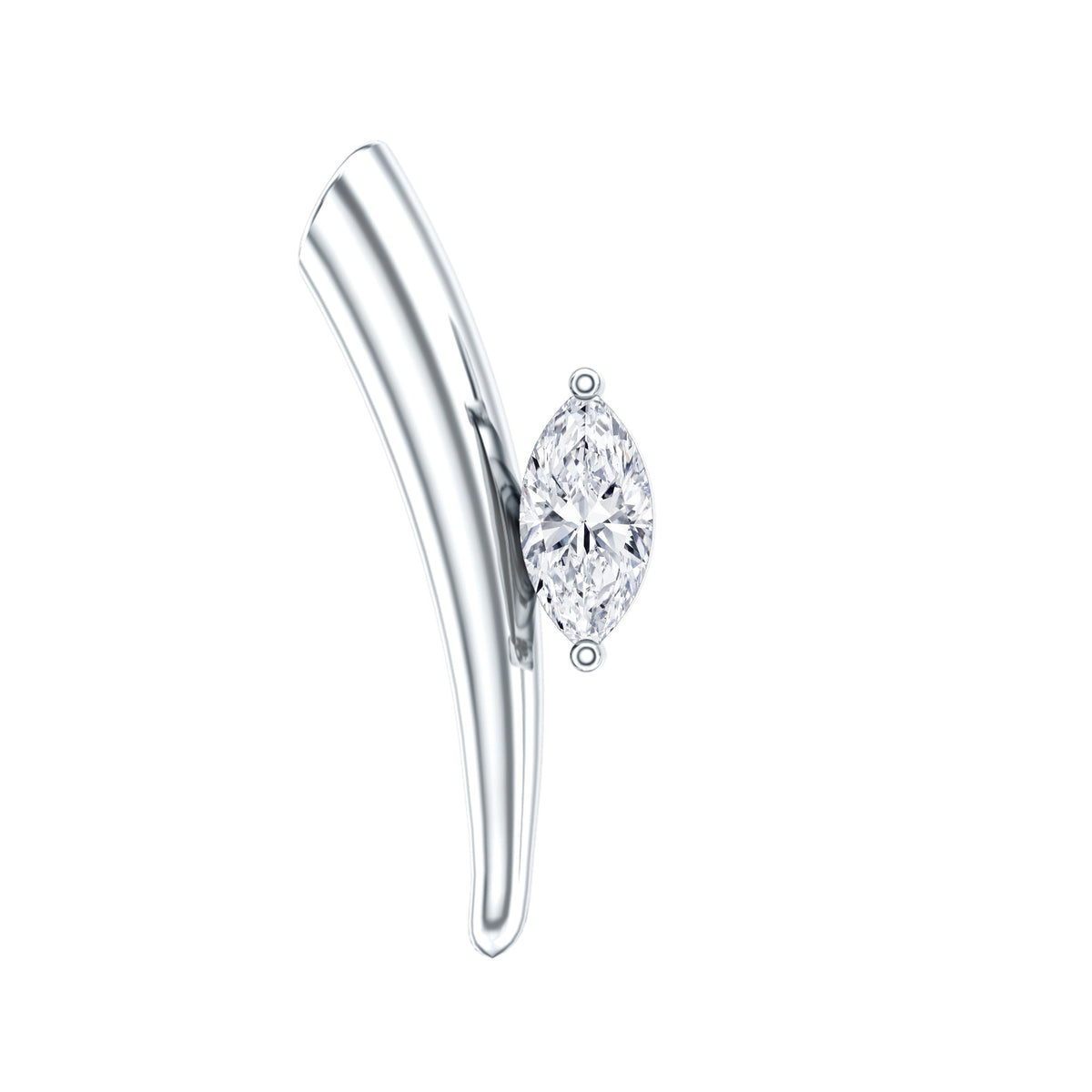 Marquise Cut Diamond Solitaire Earring for Tragus Piercing