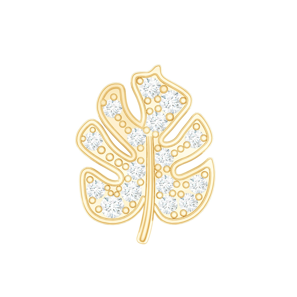 Diamond Leaf Earring for Cartilage Piercing