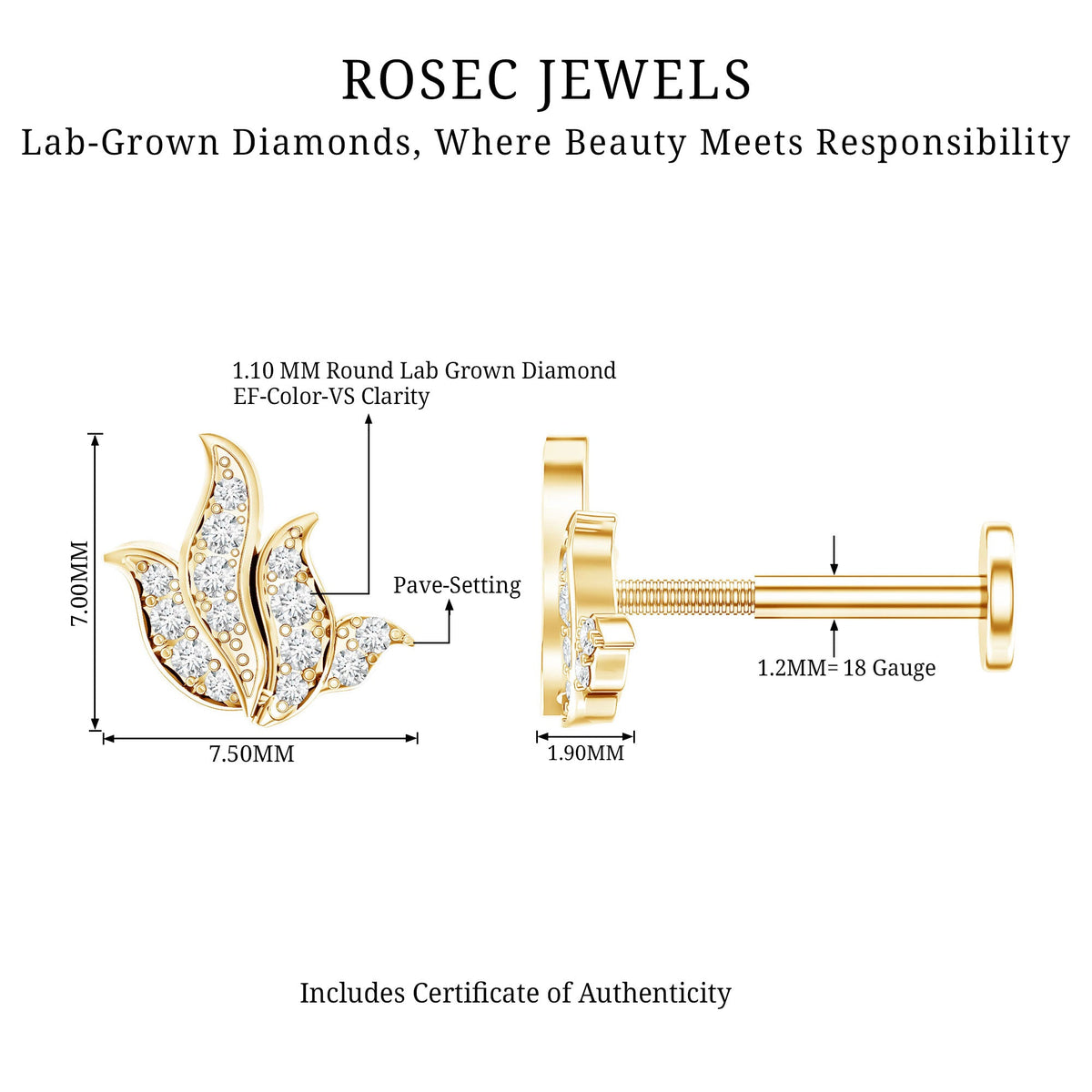 Diamond Leaf Helix Earring for Women