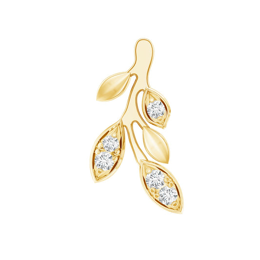 Diamond Vine Leaf Earring for Helix Piercing