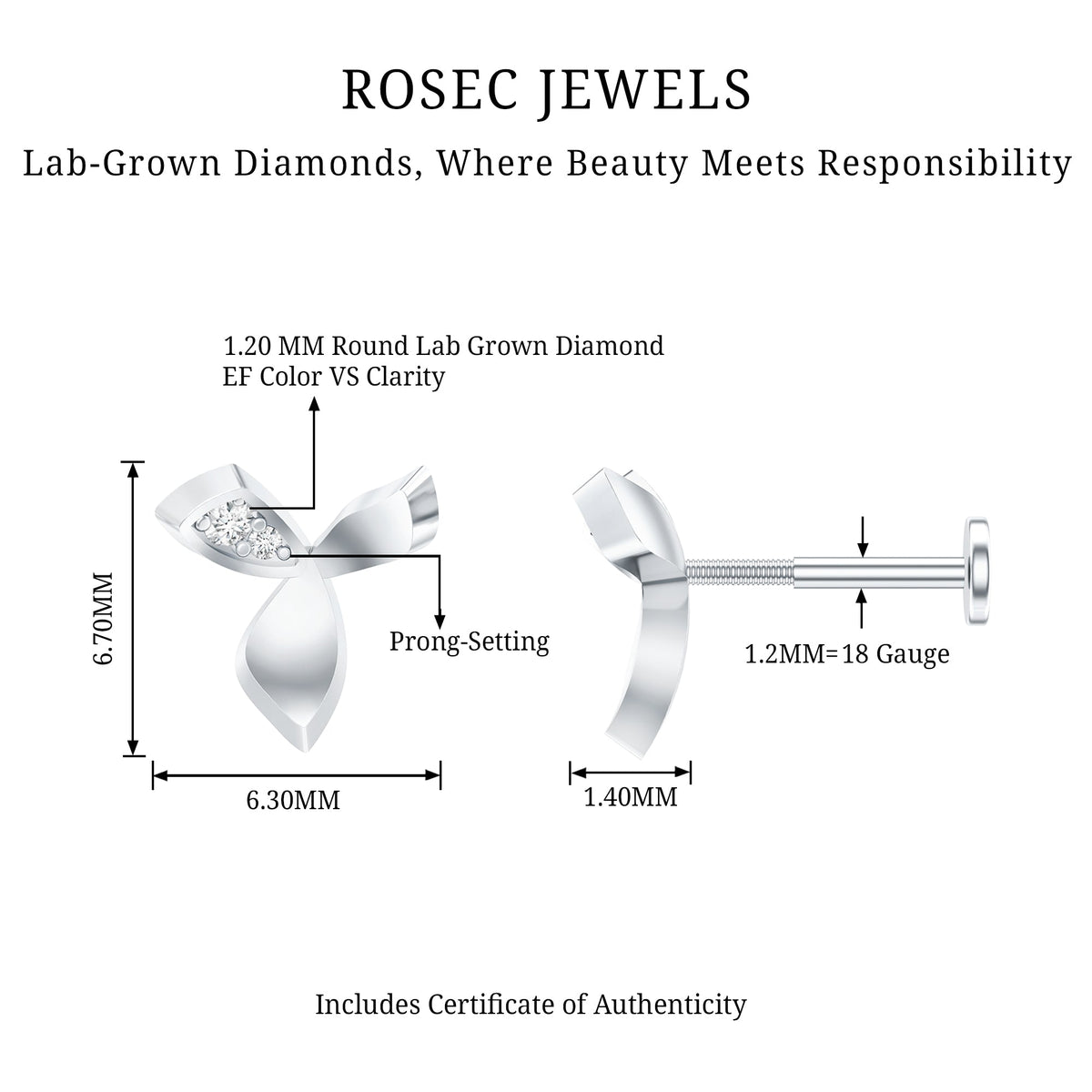 Unique Diamond Floral Earring for Tragus Piercing