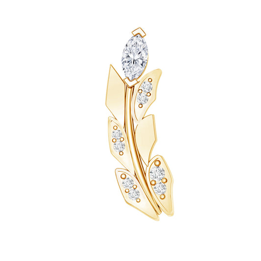 Diamond Leaf Crawler Earring for Helix Piercing
