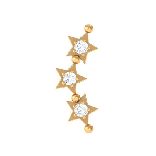 Moissanite Triple Star Ear Climber Earring