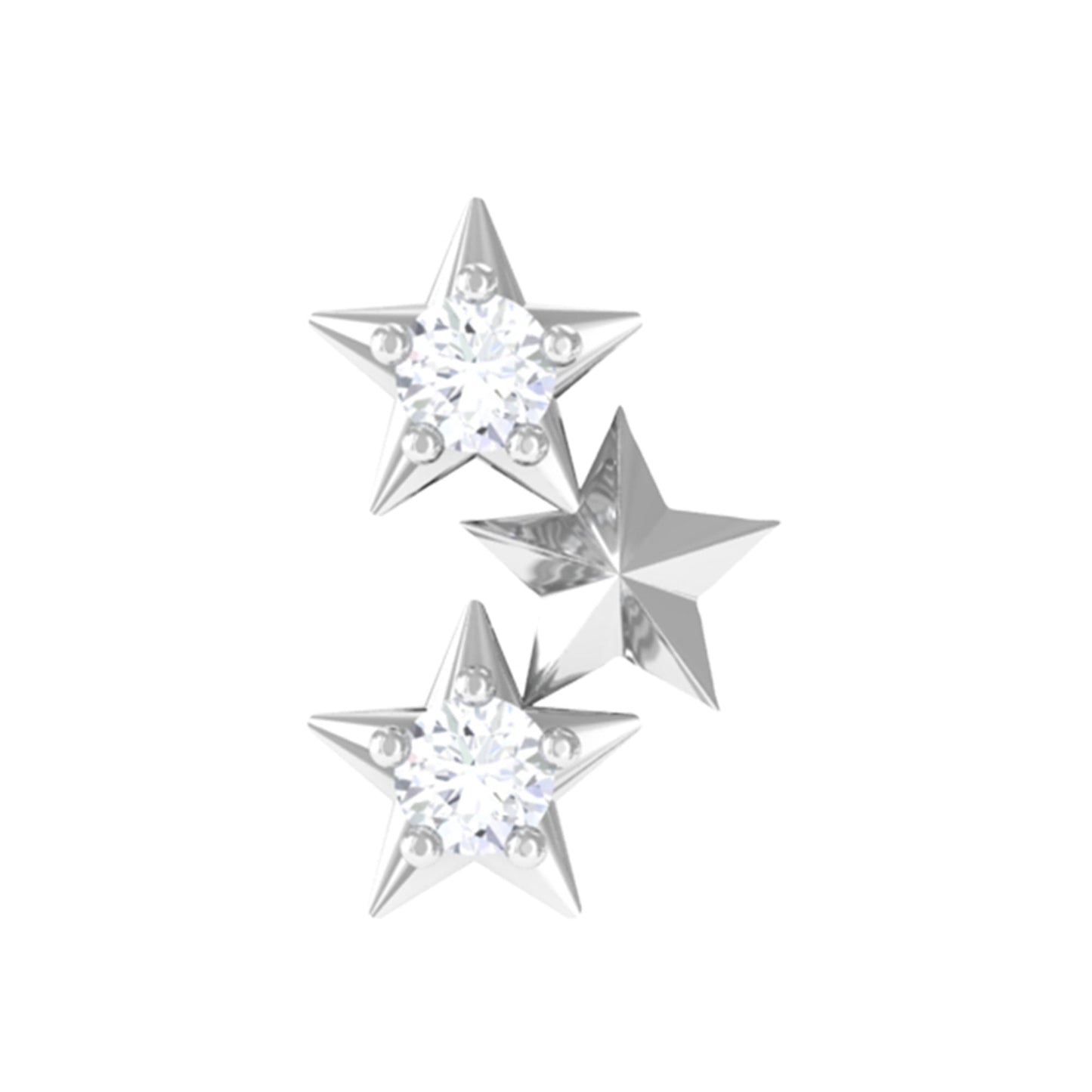 Genuine Round Diamond Three Star Cartilage Earring