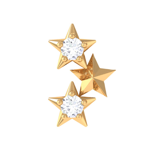 Genuine Round Diamond Three Star Cartilage Earring