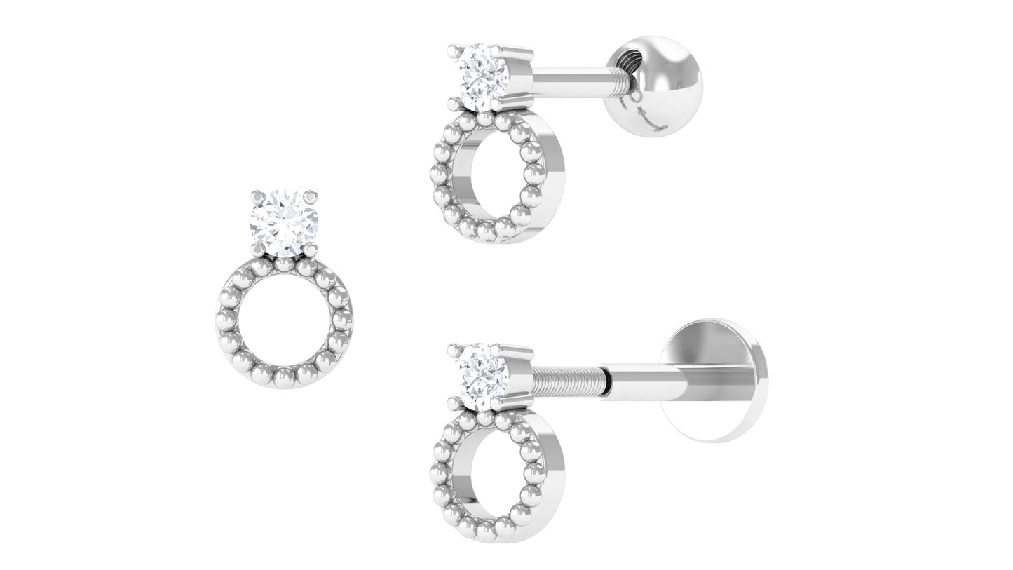 Round Diamond Beaded Circle Tragus Earring