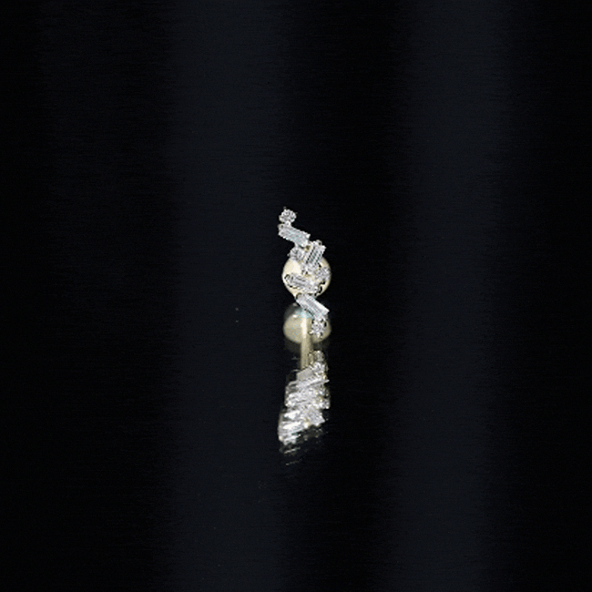 Baguette Diamond Cartilage Earring with Flat Back