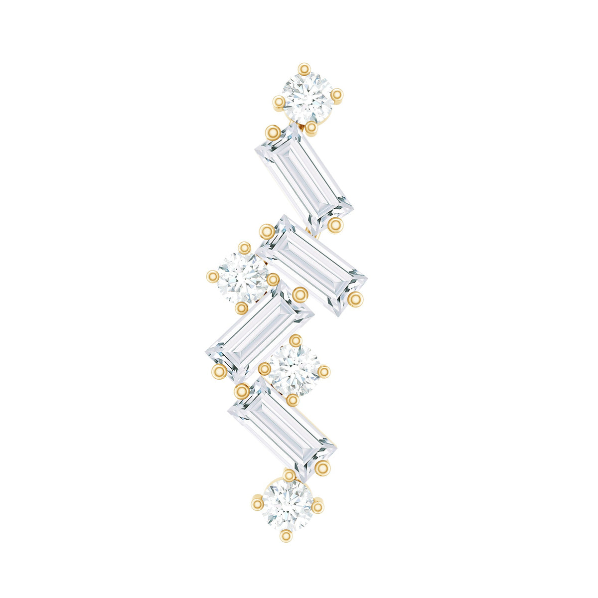 Baguette Diamond Cartilage Earring with Flat Back