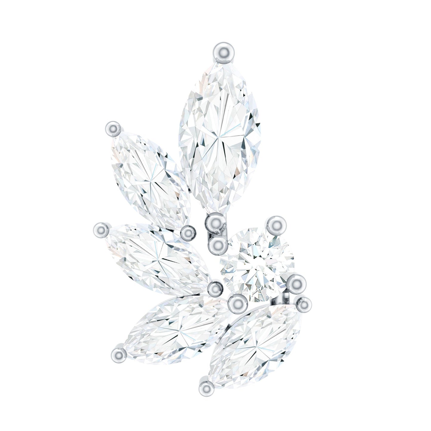 Marquise Diamond Leaf Cluster Earring for Cartilage Piercing