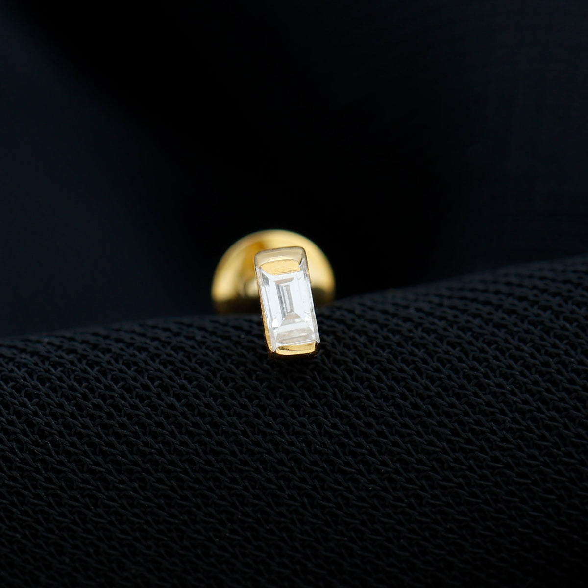 Natural Baguette Diamond Tragus Piercing Earring