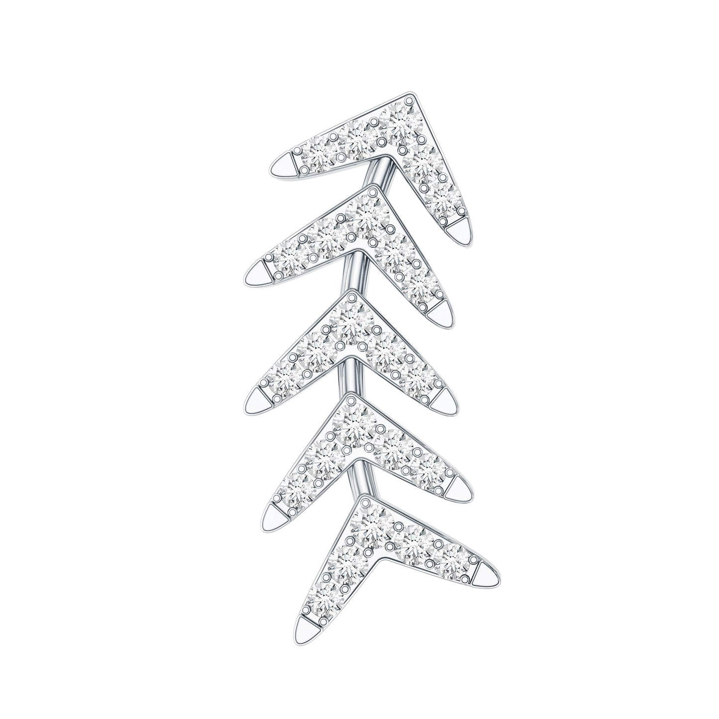 Minimalist Diamond Leaf Crawler Earring for Helix Piercing