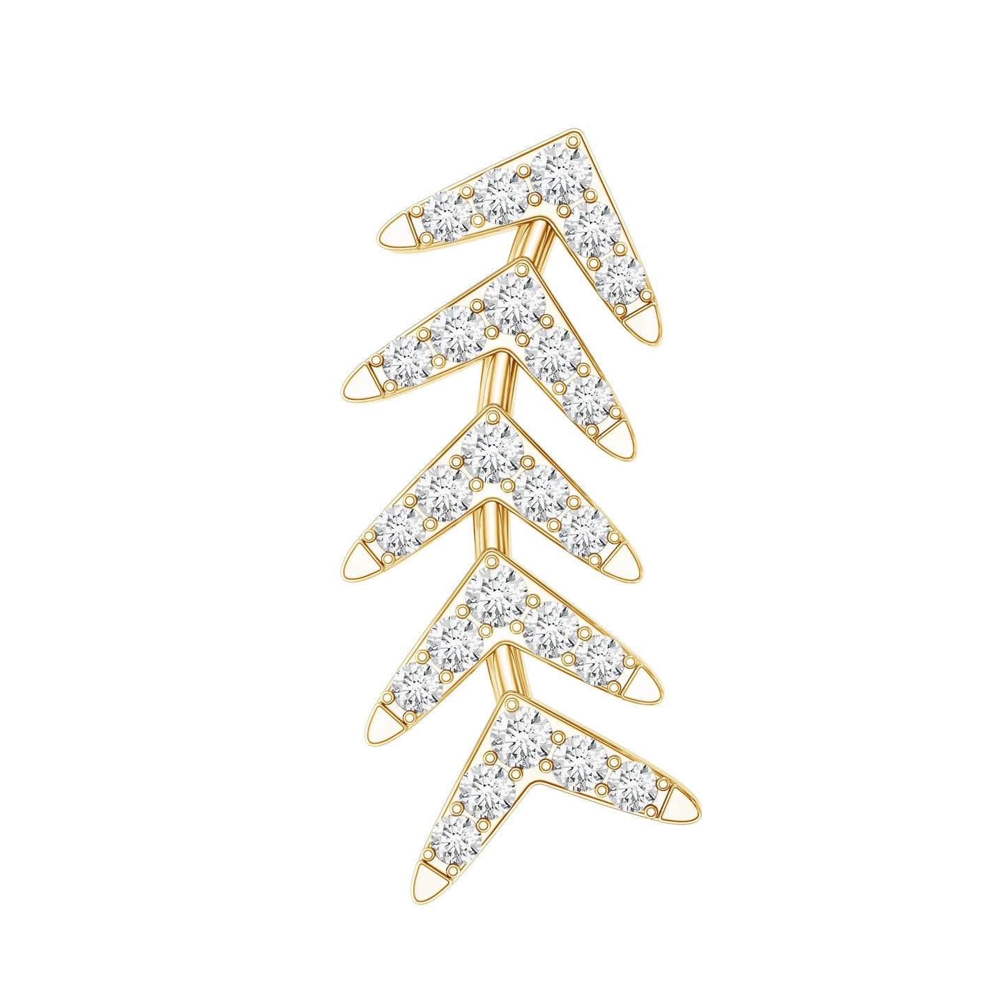 Minimalist Diamond Leaf Crawler Earring for Helix Piercing