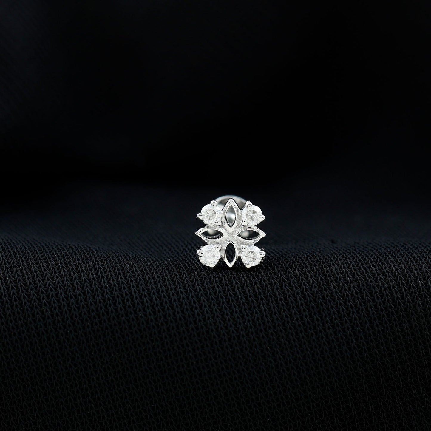 Nature Inspired Certified Diamond Flower Earring for Helix Piercing