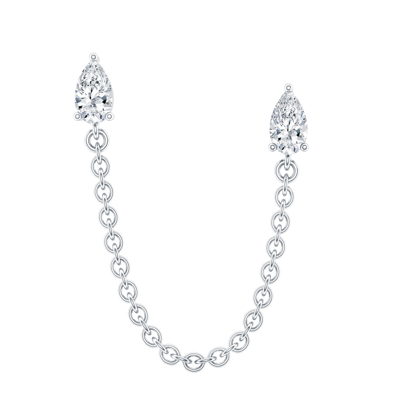 Pear Shape Diamond Chain Double Piercing Earring