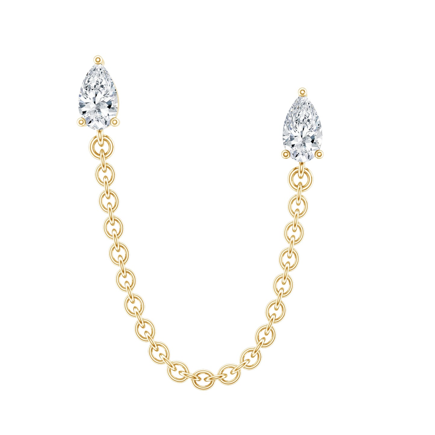 Pear Shape Diamond Chain Double Piercing Earring