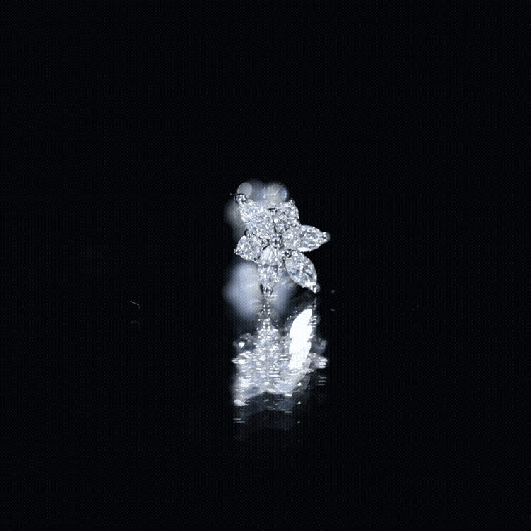 Marquise Diamond Cluster Flower Earring with Flat Back