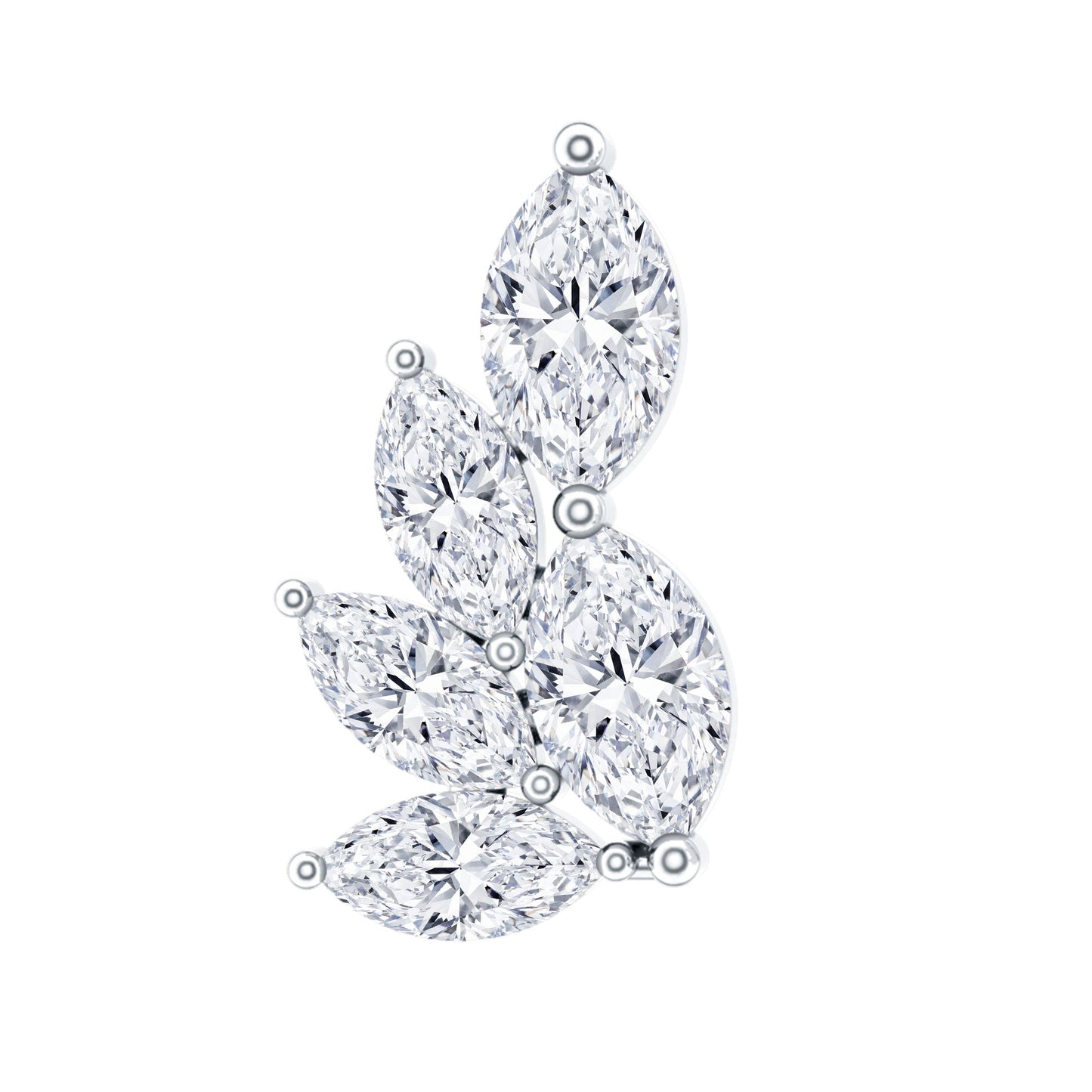 Nature Inspired Marquise Diamond Cluster Earring for Helix
