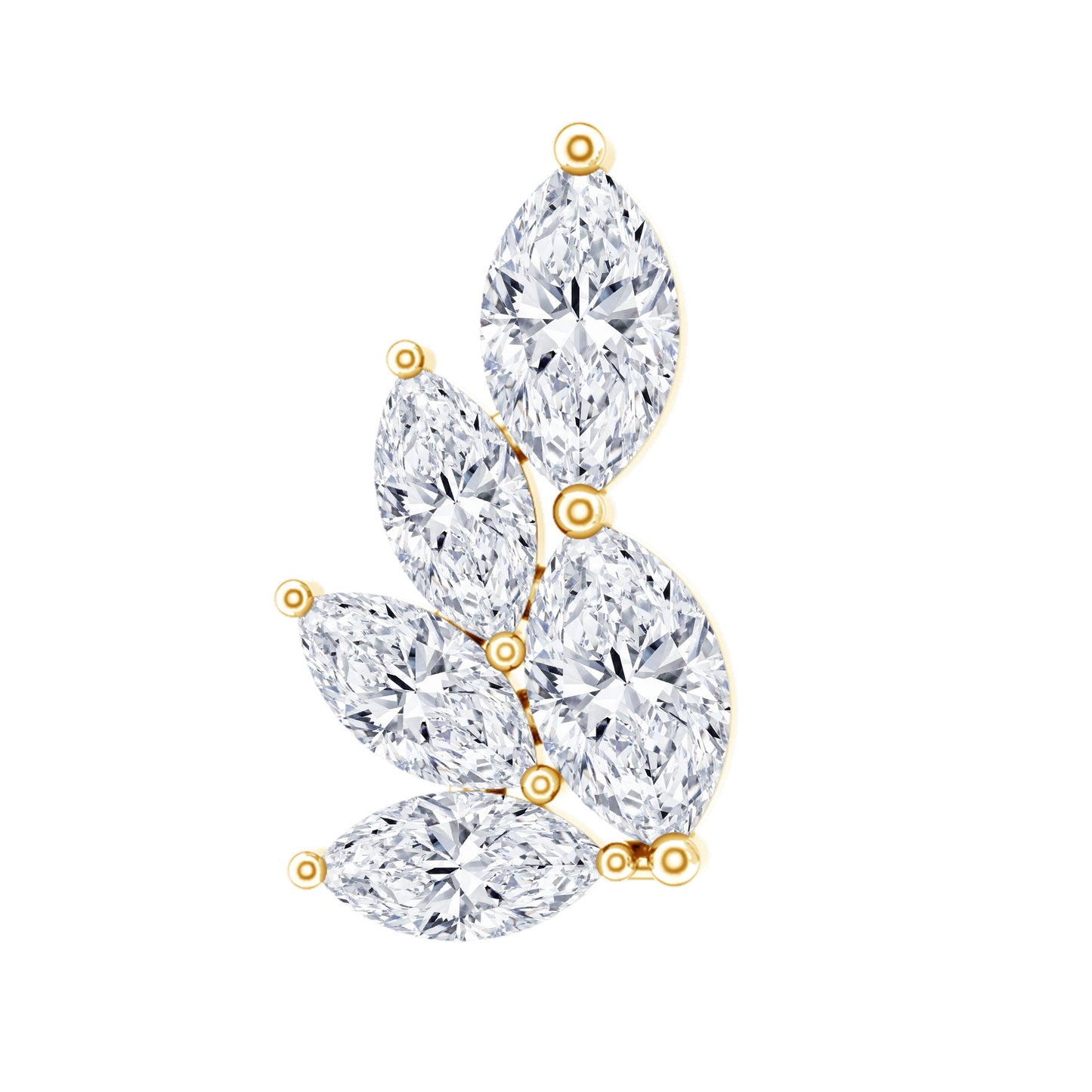 Nature Inspired Marquise Diamond Cluster Earring for Helix