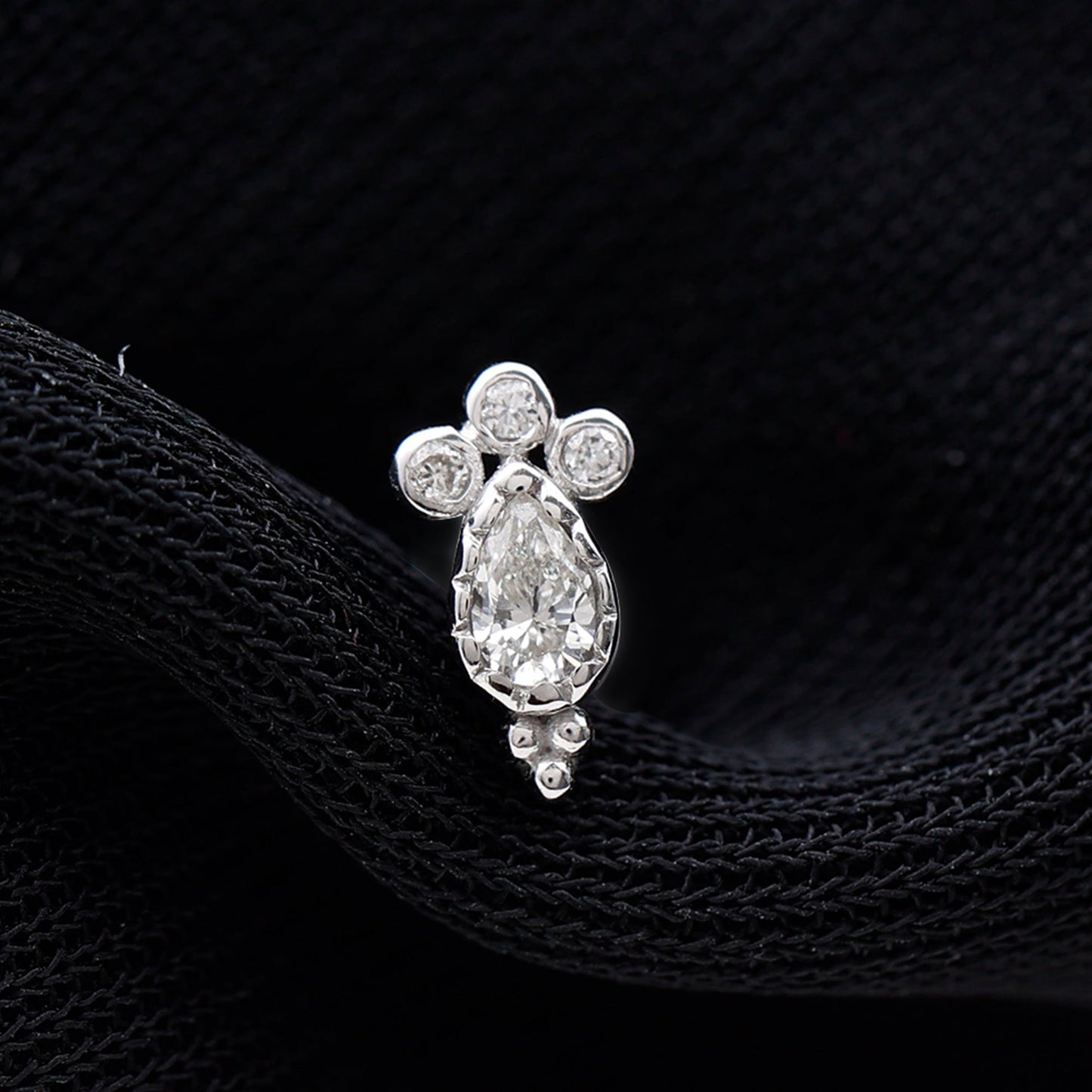 Minimal Diamond Tragus Earring in Beaded Bezel Setting