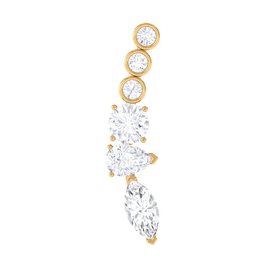 Genuine Diamond Crawler Earring for Cartilage Piercing
