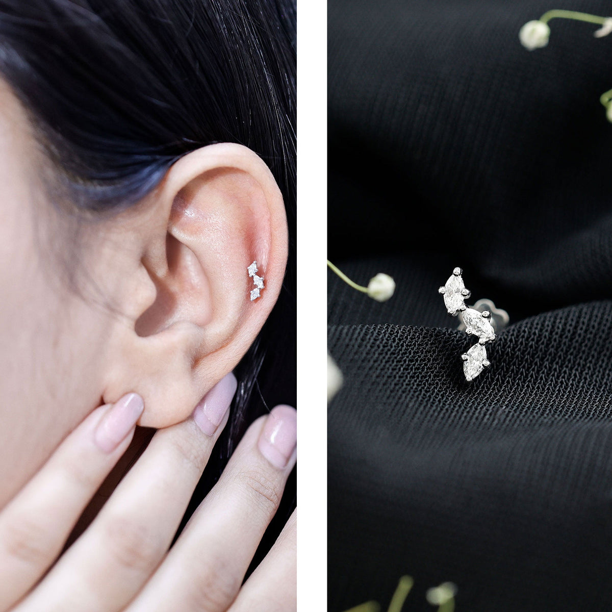 Classic Marquise Diamond Helix Earring