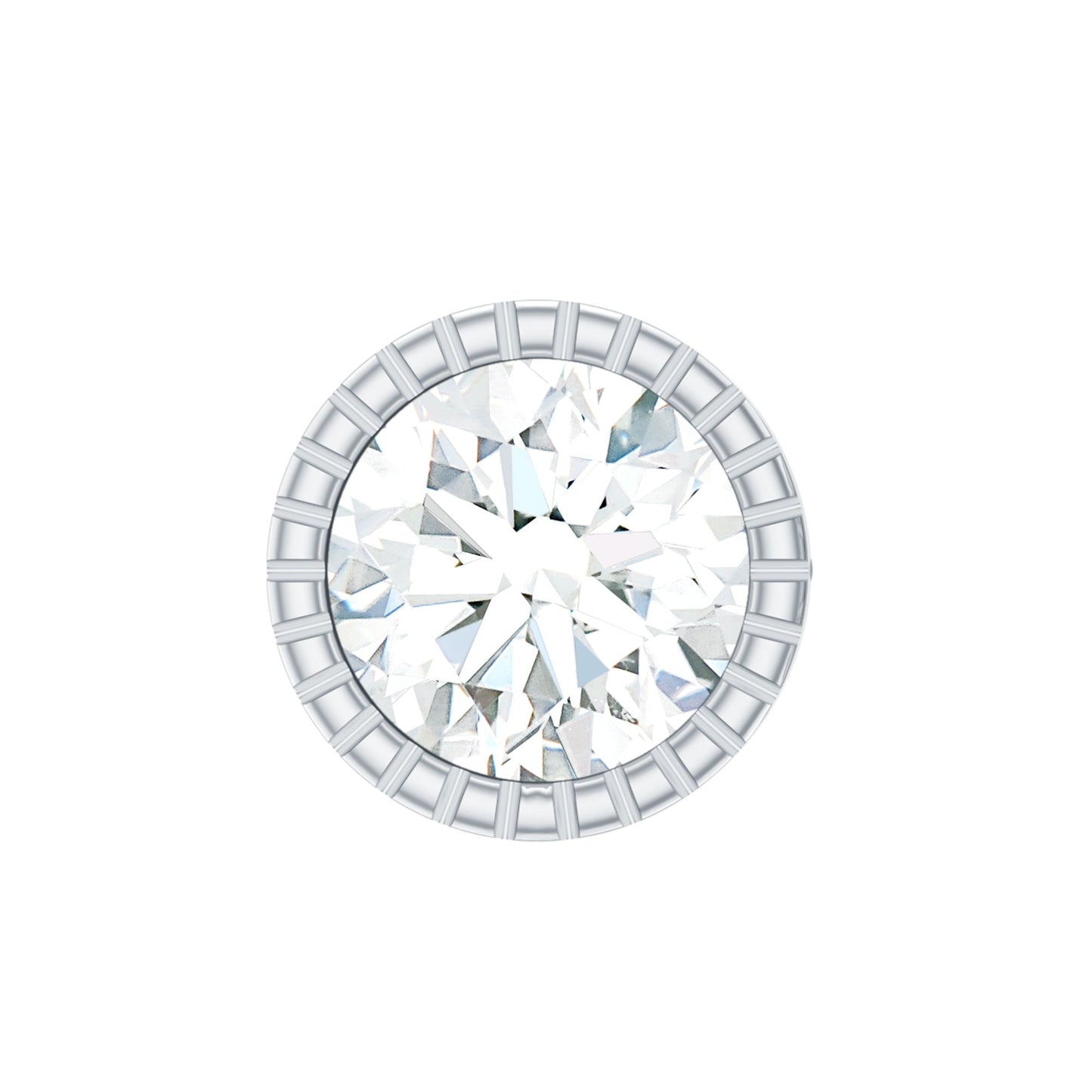Bezel Set Diamond Solitaire Stud Earring for Helix Piercing