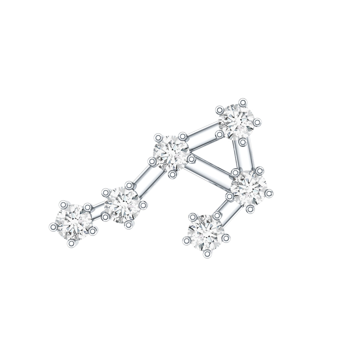 Certified Diamond Libra Constellation Piercing Earring with Flat Back