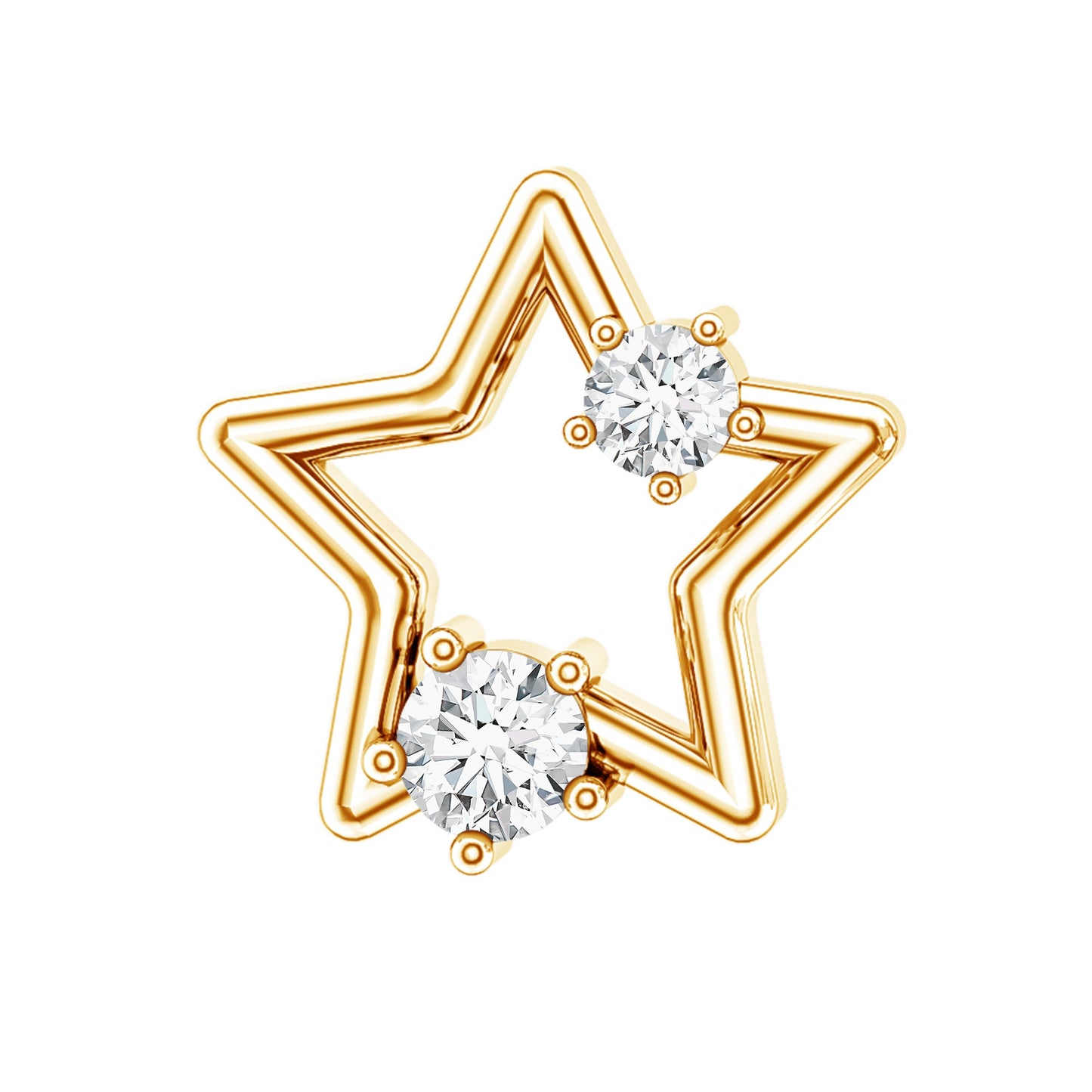 Certified Diamond Star Earring for Upper Lobe Piercing