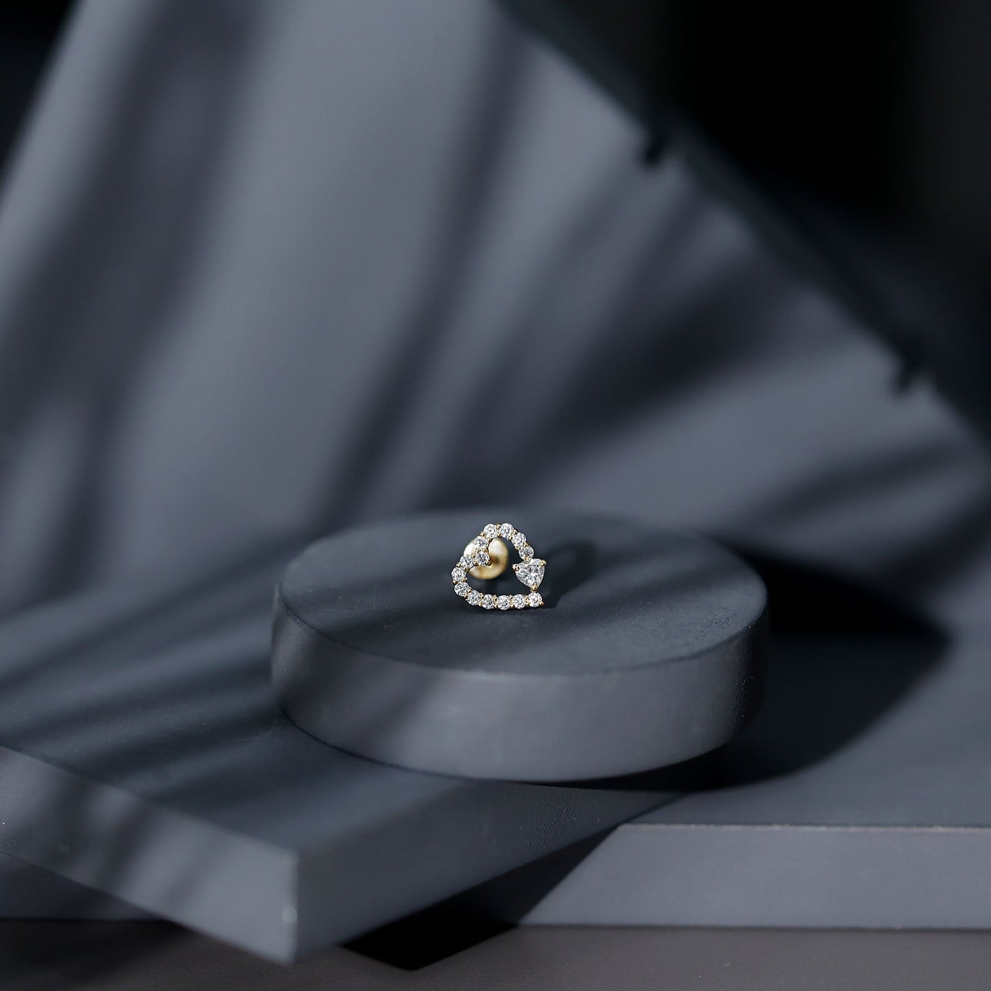 Diamond Heart Shape Cartilage Earring
