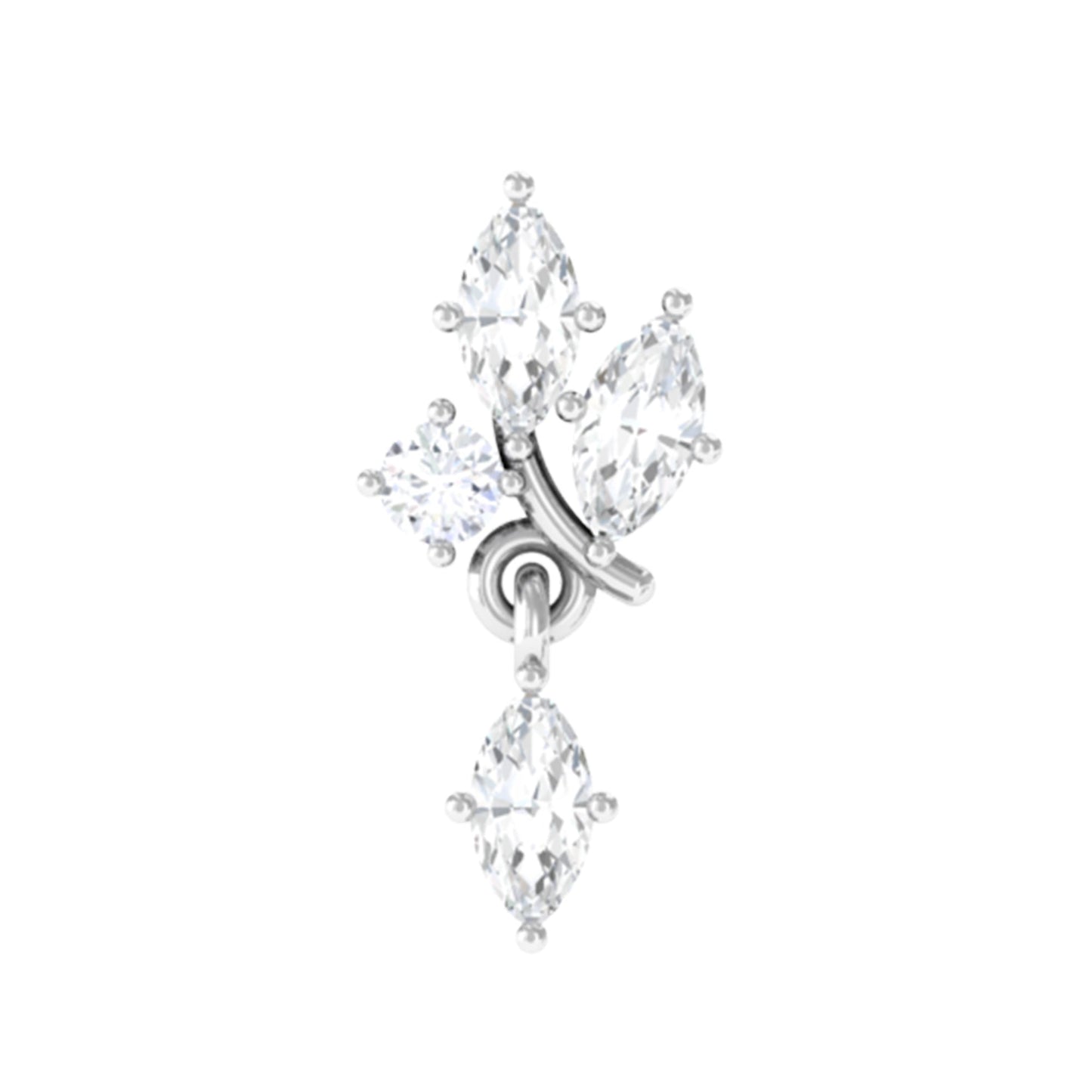 Marquise Moissanite Cartilage Dangle Earring