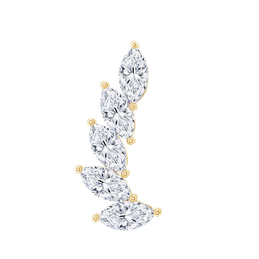 Marquise Moissanite Curved Helix Ear Crawler Earring