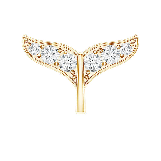 Moissanite Whale Tail Earring for Cartilage Piercing