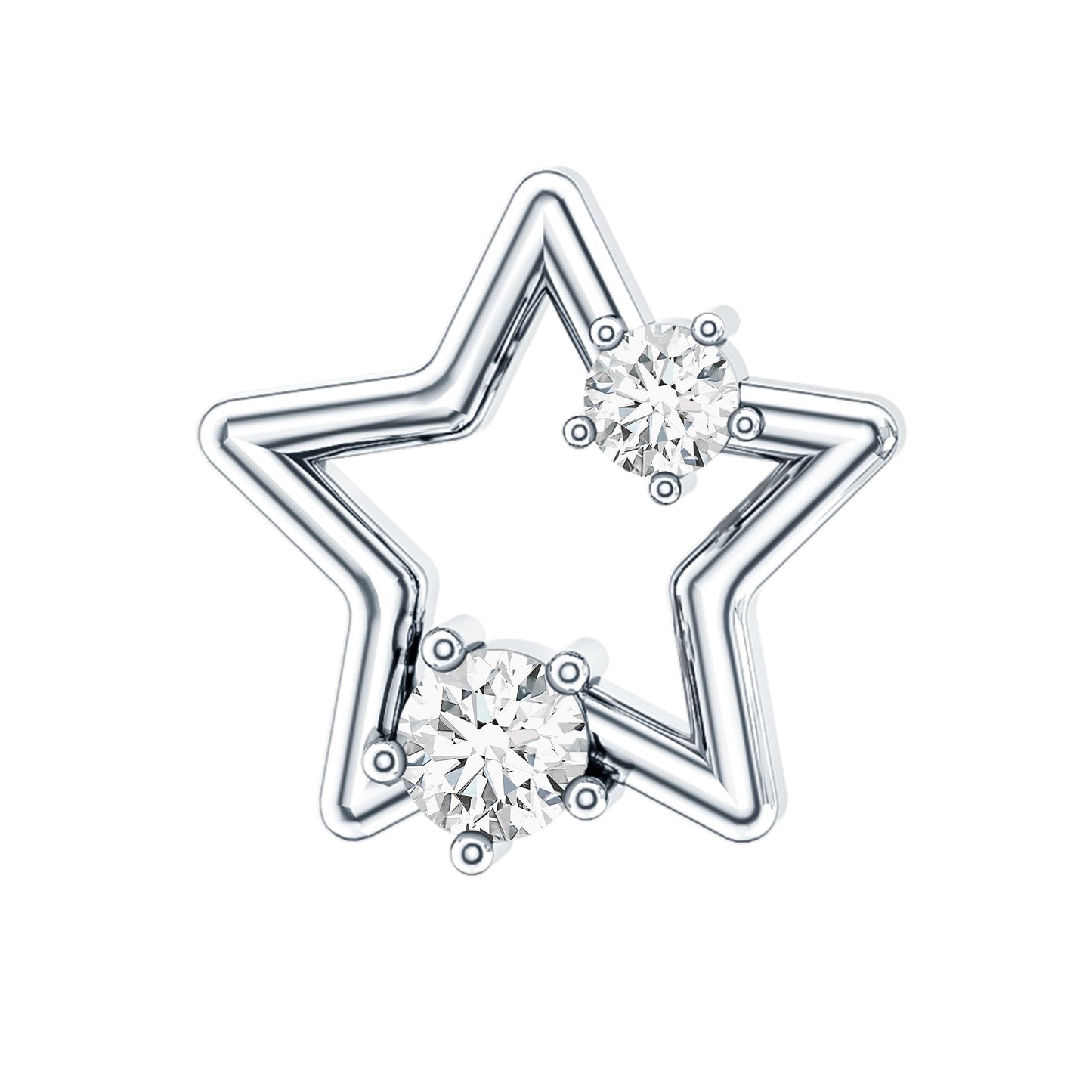 Certified Moissanite Star Shaped Earring for Upper Lobe Piercing