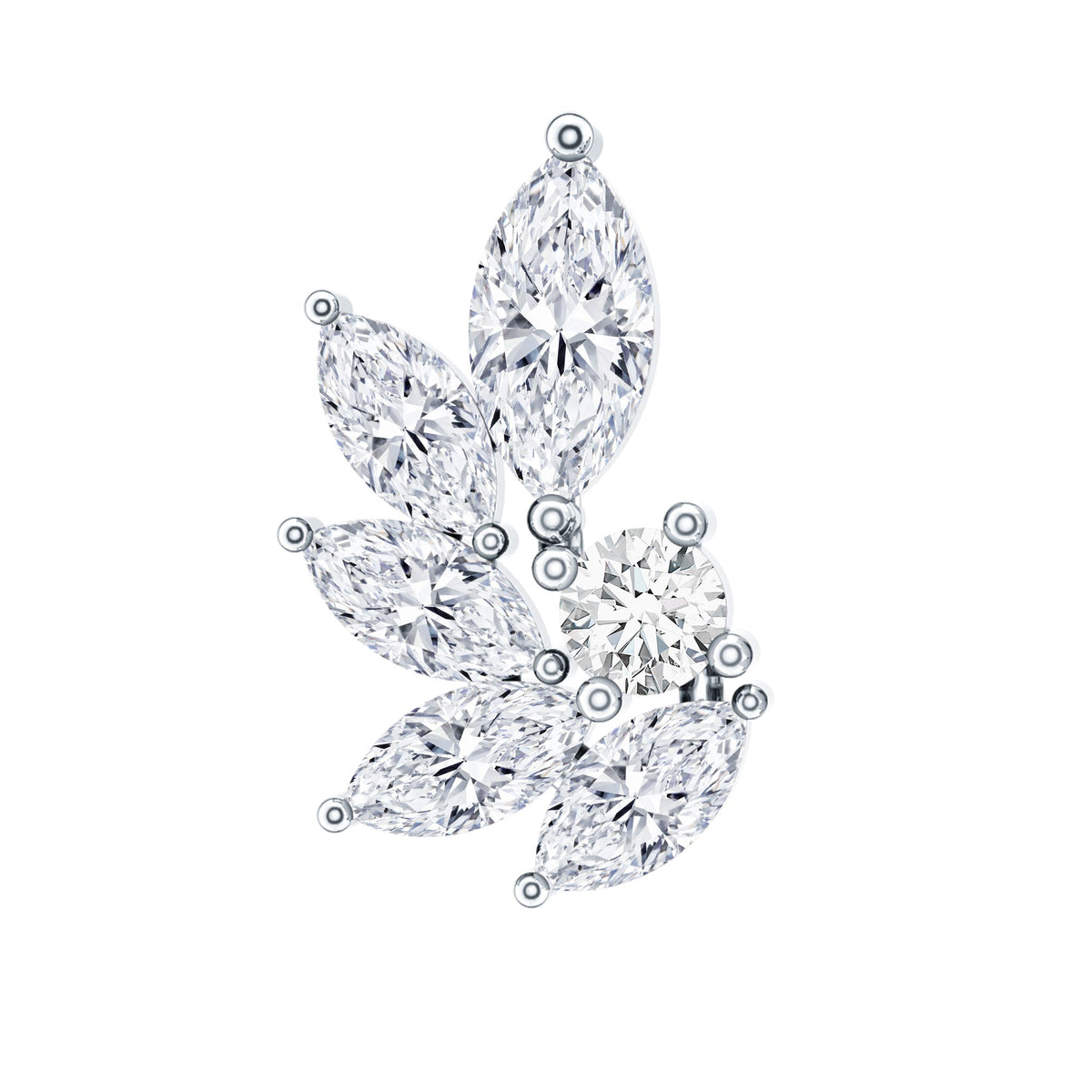 Marquise and Round Cut Moissanite Earring for Cartilage Piercing
