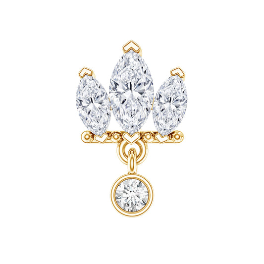 Marquise Moissanite Stud Drop Earring for Helix Piercing