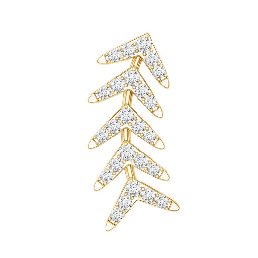 Certified Moissanite Leaf Crawler Earring for Helix Piercing