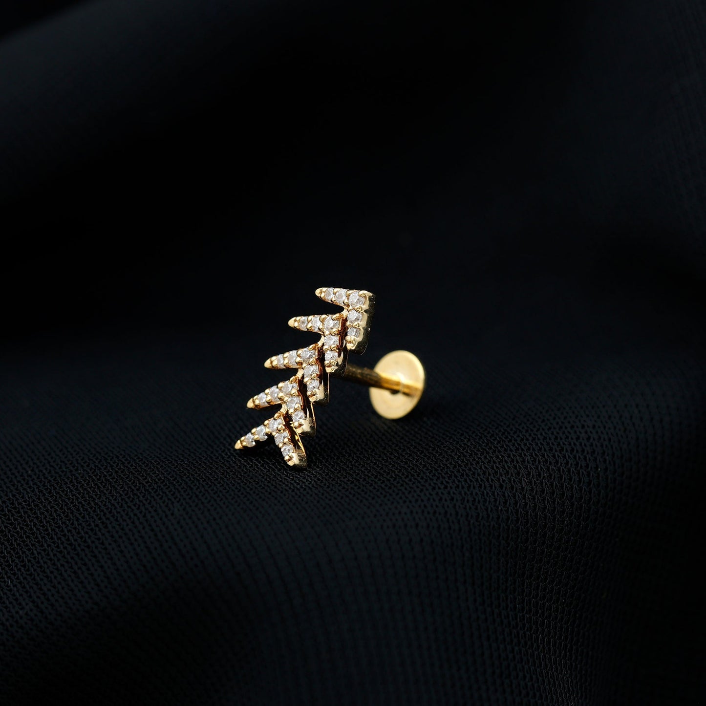 Certified Moissanite Leaf Crawler Earring for Helix Piercing