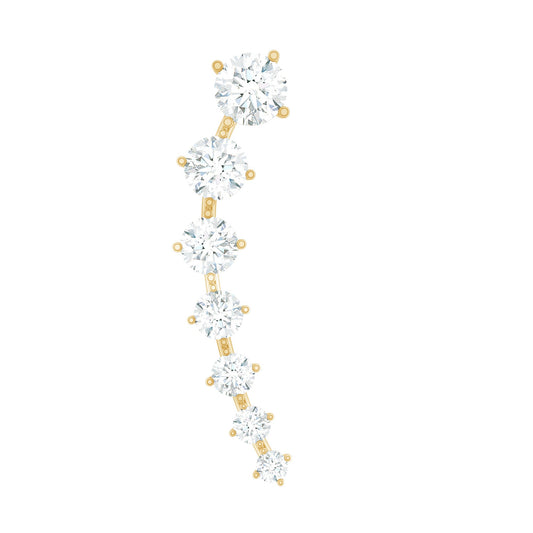 Graduated Style Moissanite Ear Crawler Earring for Helix Piercing