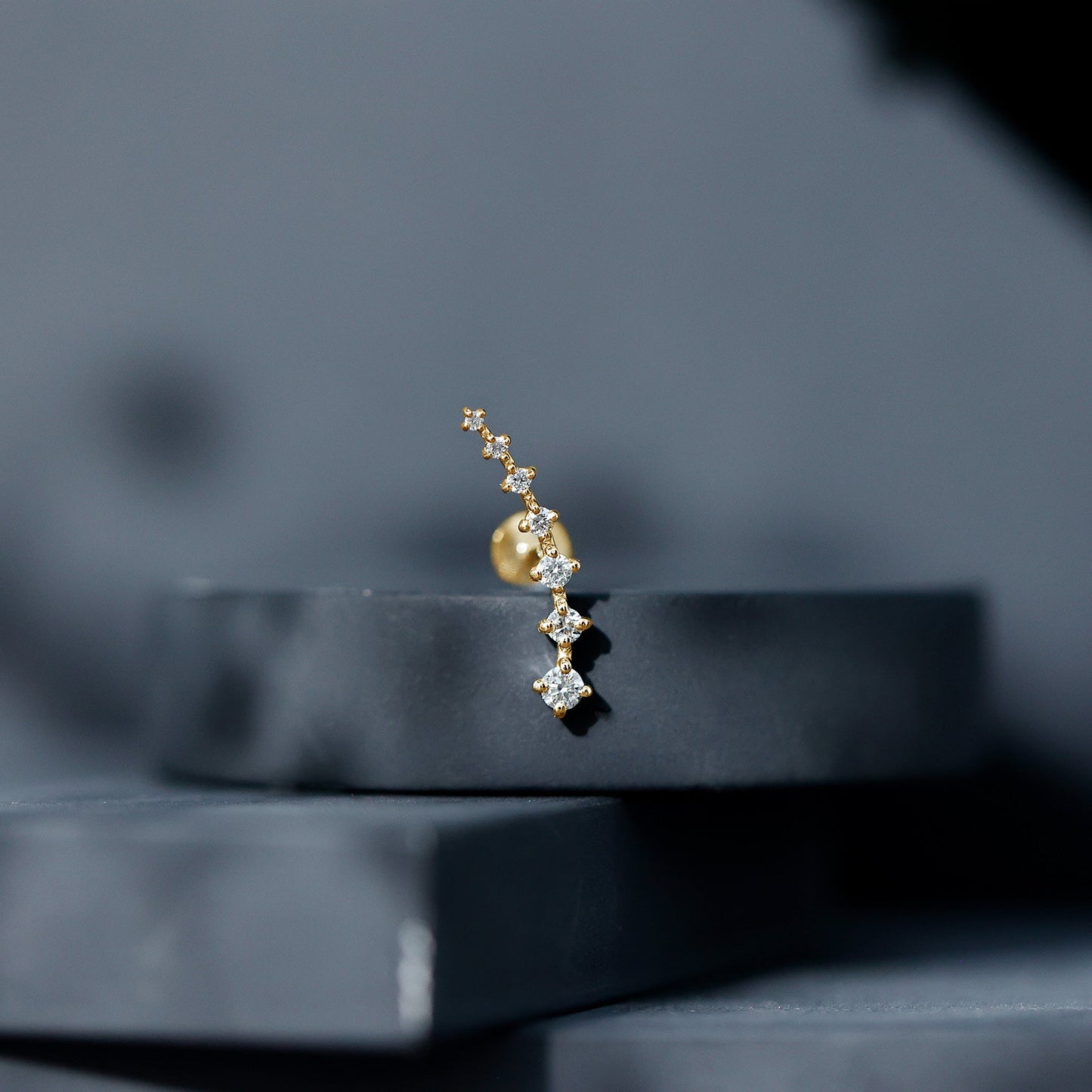 Graduated Style Moissanite Ear Crawler Earring for Helix Piercing