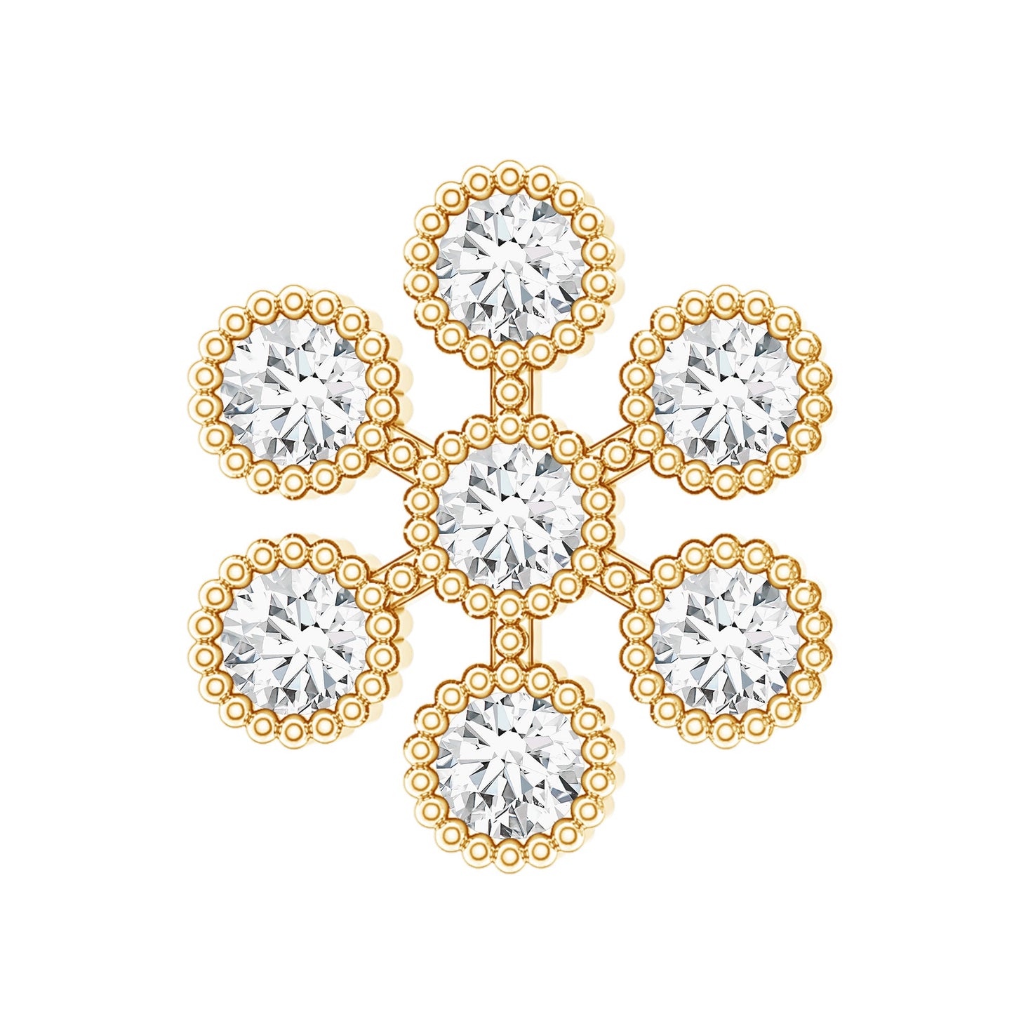 Moissanite Flower Cartilage Earring in Beaded Bezel Setting