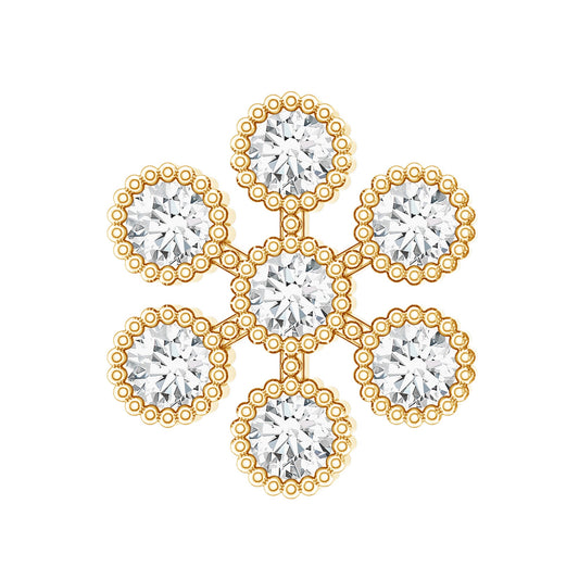Moissanite Flower Cartilage Earring in Beaded Bezel Setting