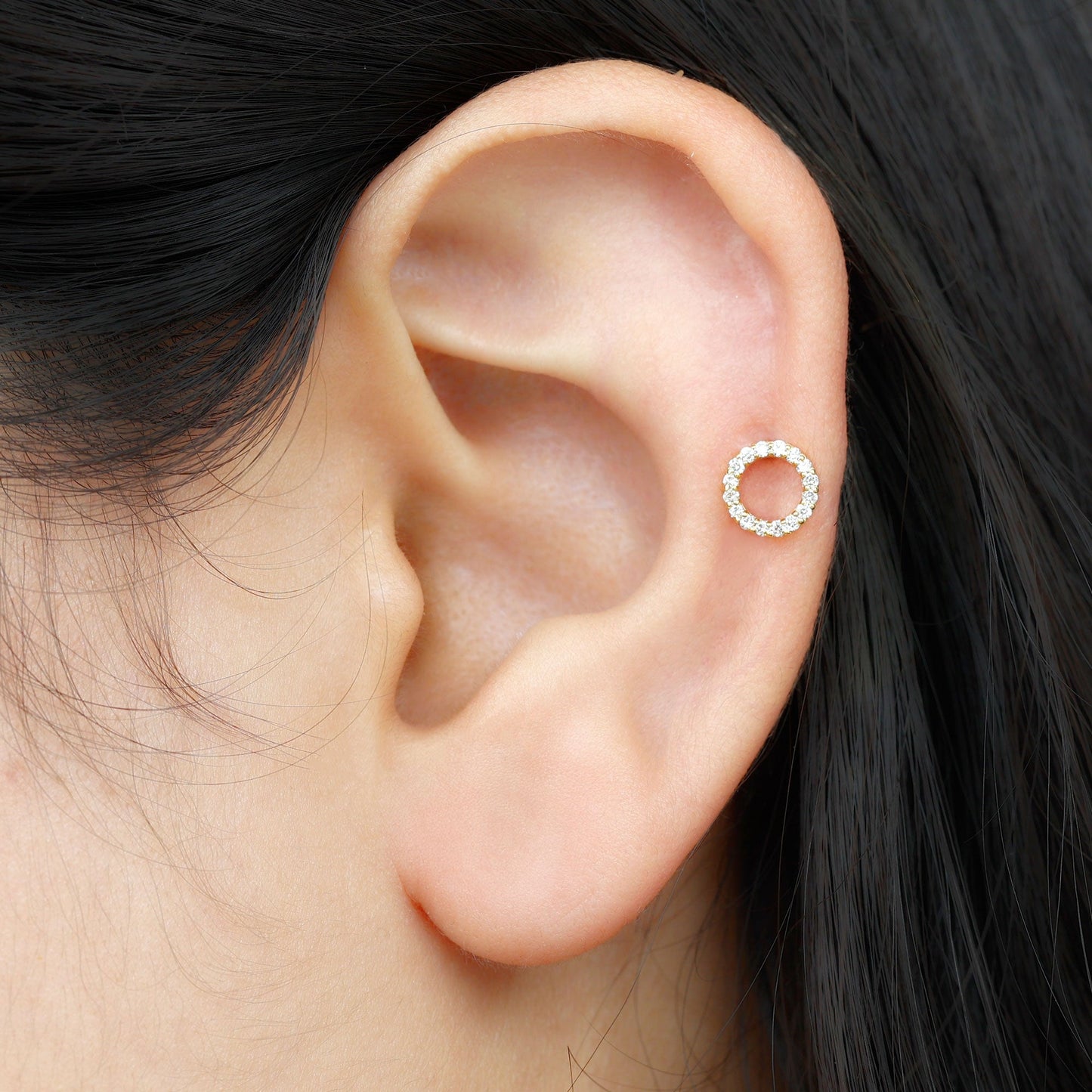 Minimal Moissanite Circle Helix Earring for Women
